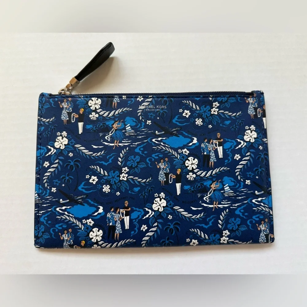 Michael Kors Prescott Tropical Welcome Print Leather pouch